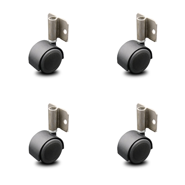 Service Caster 2 Inch Flat Black Hooded Urethane Twin Wheel Caster with Side Mount Set SCC SCC-GR02S50D-NYU-FB-716X78-CB180-4 - main